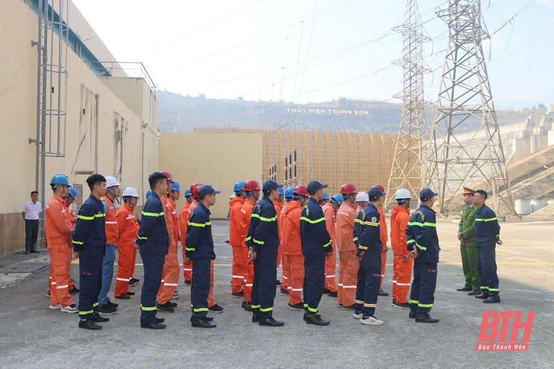 Công ty TNHH MTV Thủy điện Trung Sơn hoàn thành diễn tập phương án phòng cháy, chữa cháy và cứu nạn, cứu hộ năm 2024