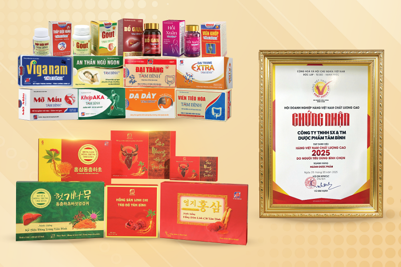 Dược phẩm Tâm Bình lần thứ 7 liên tiếp đạt chứng nhận Hàng Việt Nam chất lượng cao